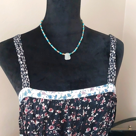 Beach Glass Necklace, Sea glass Necklace, Boho, Blue - Picture 10 of 12